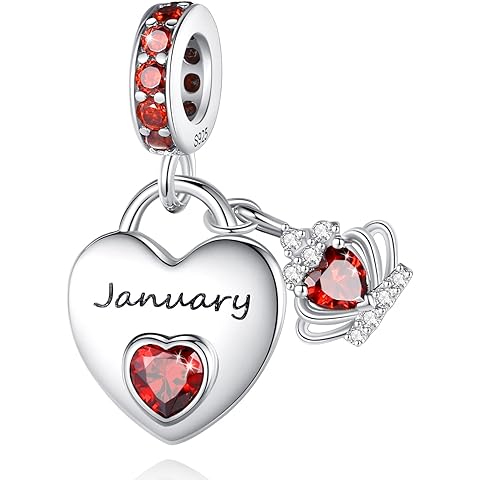 Birthstone Charms for Charms Bracelet: 925 Sterling Silver Heart Dangle Charms for ...