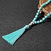 Hovaete 108 Mala Prayer Beads Necklace Natural Stones Meditation Yoga Jewery 108 Hand Knotted Japa Mala Beaded Long Tassel Necklace with Tree of Life Pendant for Men and Women, suit, Turquoise, Zinc, #4
