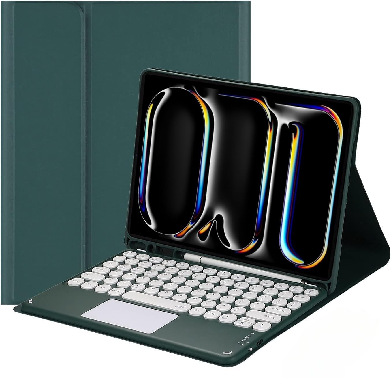 NUWONAYA Case with Touchpad Keyboard for Galaxy Tab S10+ Plus/S9+ Plus/S9 FE+ Plus/S8+ Plus/S7+ Plus/S7 FE 12.4",Candy Color Round Keys Magnetic