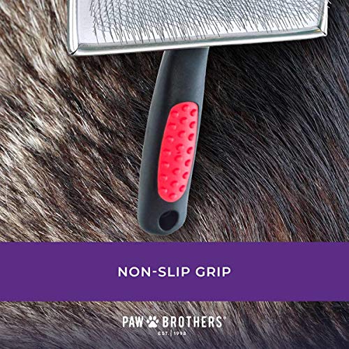 Ryan's Pet Supplies Paw Brothers Extra Long Pin Flat Slicker Brush for