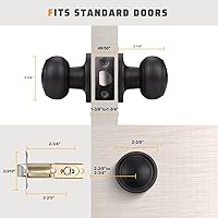 Vista 13 de KNOBWELL 8 Pack Black Door Knob for Hallway and Closet, Keyless Interior Passage Function, Round Non-Locking, Matte Black Handle