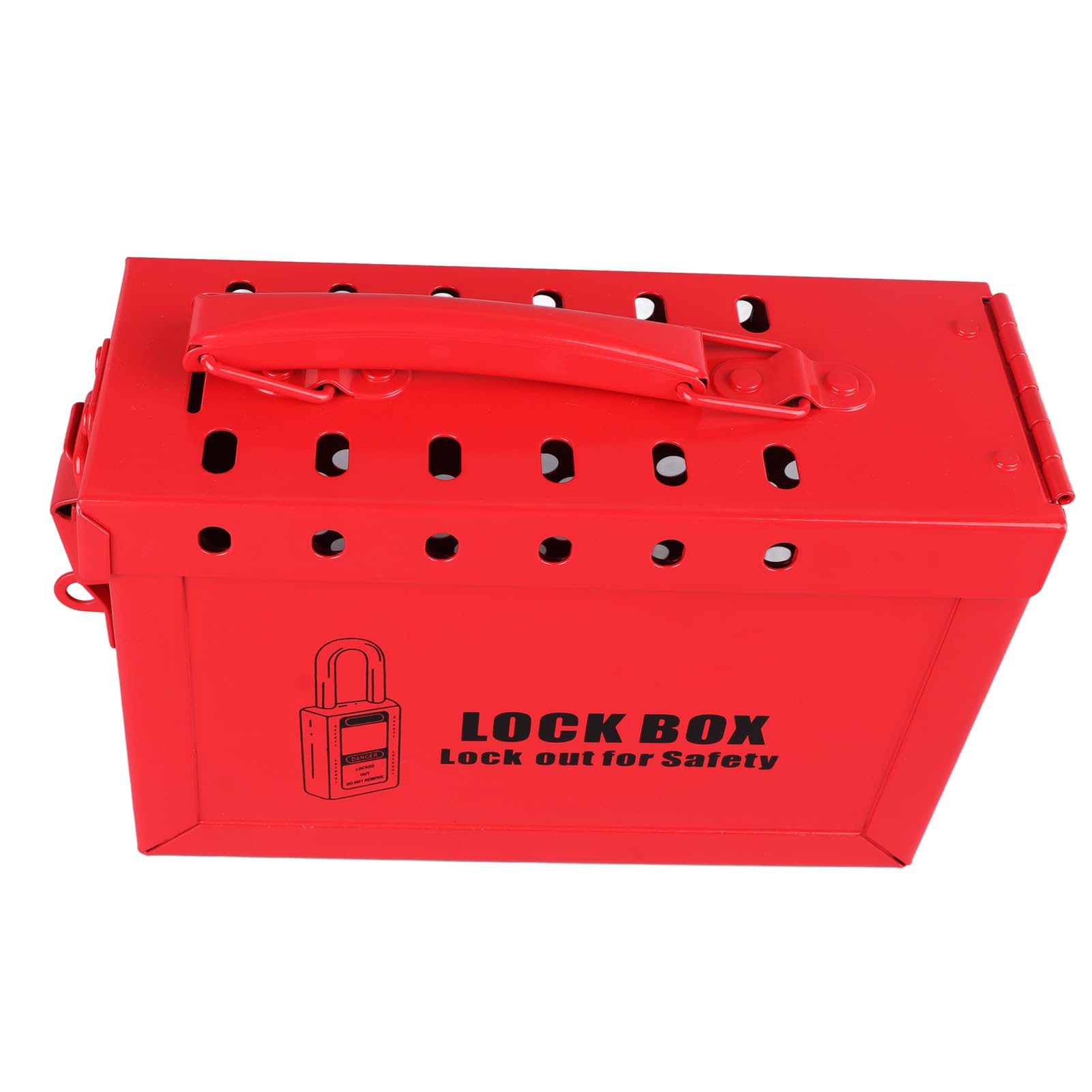 Sorandy Caja de Bloqueo Portátil Caja de Grupo LOTO de Acero Inoxidable Roja Resistente para Bloqueo de Equipos en Entornos Industriales