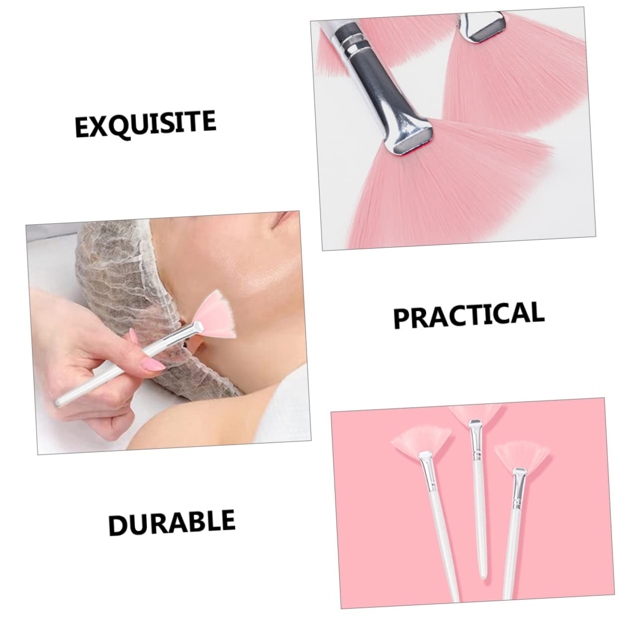 SOESFOUFU Set of 4 Beauty Tools Fan Makeup Brushes Long Handle Facial Brush Makeup Kit for Foundation Blush Powder Comfortable Durable No Shedding