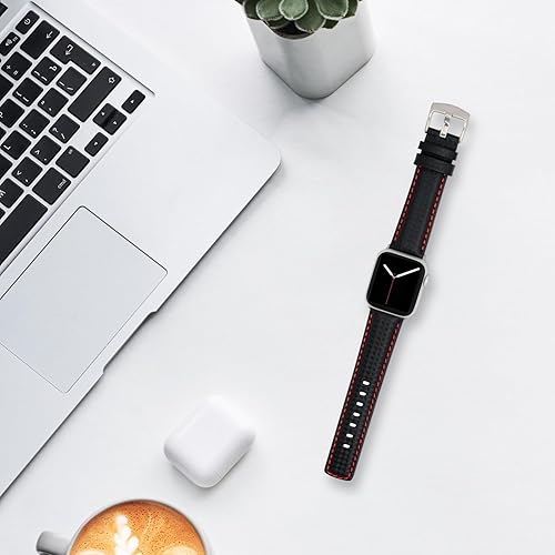 Miniatura 8 de Bandini Correa de cuero de fibra de carbono para hombre para Apple Watch de 1.732 in 1.772 in 1.654 in 1.614 in 1.575 in 1.496 in Ultra 1.929 in