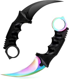TOPOINT Karambit Knife, Stainless Steel Fixed Blade Knife with Sheath and Cord Knife CS-GO for Hunting Camping and Field Survival (Rainbow&Black)