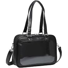 Ita Bag Kawaii PU Leather Crossbody Handbags with Insert & Removeable Crossbody Strap Pin Display Japanese School Bag for Anime Lover Girls Black