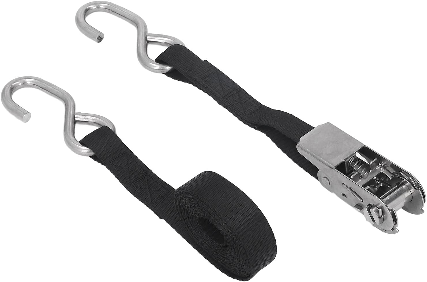 Ratchet Straps, Rust Proof 2 Pieces Tear Resistant Flexible Powerful High Toughness Ratchet Safety Straps Heavy Duty Construction for Trailer (3 Meters / 9.8ft)