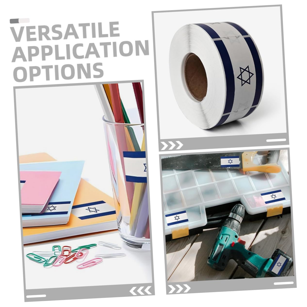 Lot De 5 Rouleaux De 100 Autocollants Drapeau Disraël Pour Agenda Scrapbooking Voiture Ordinateur Portable