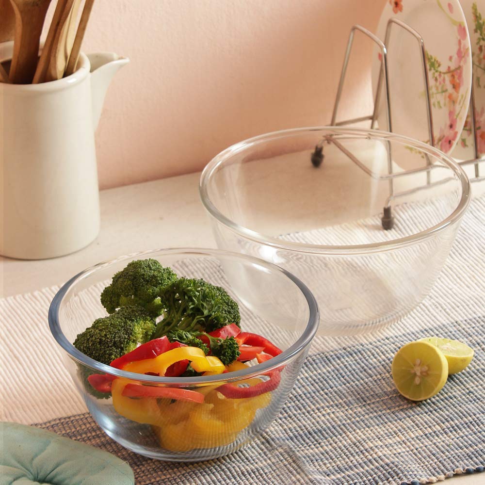 Femora Borosilicate Glass Microwave Safe All-Purpose Mixing Bowl,1050 ML, 1650 ML, Set of 2 (Transparent) (B0844ZTLX1) Amazon Price History, Amazon Price Tracker