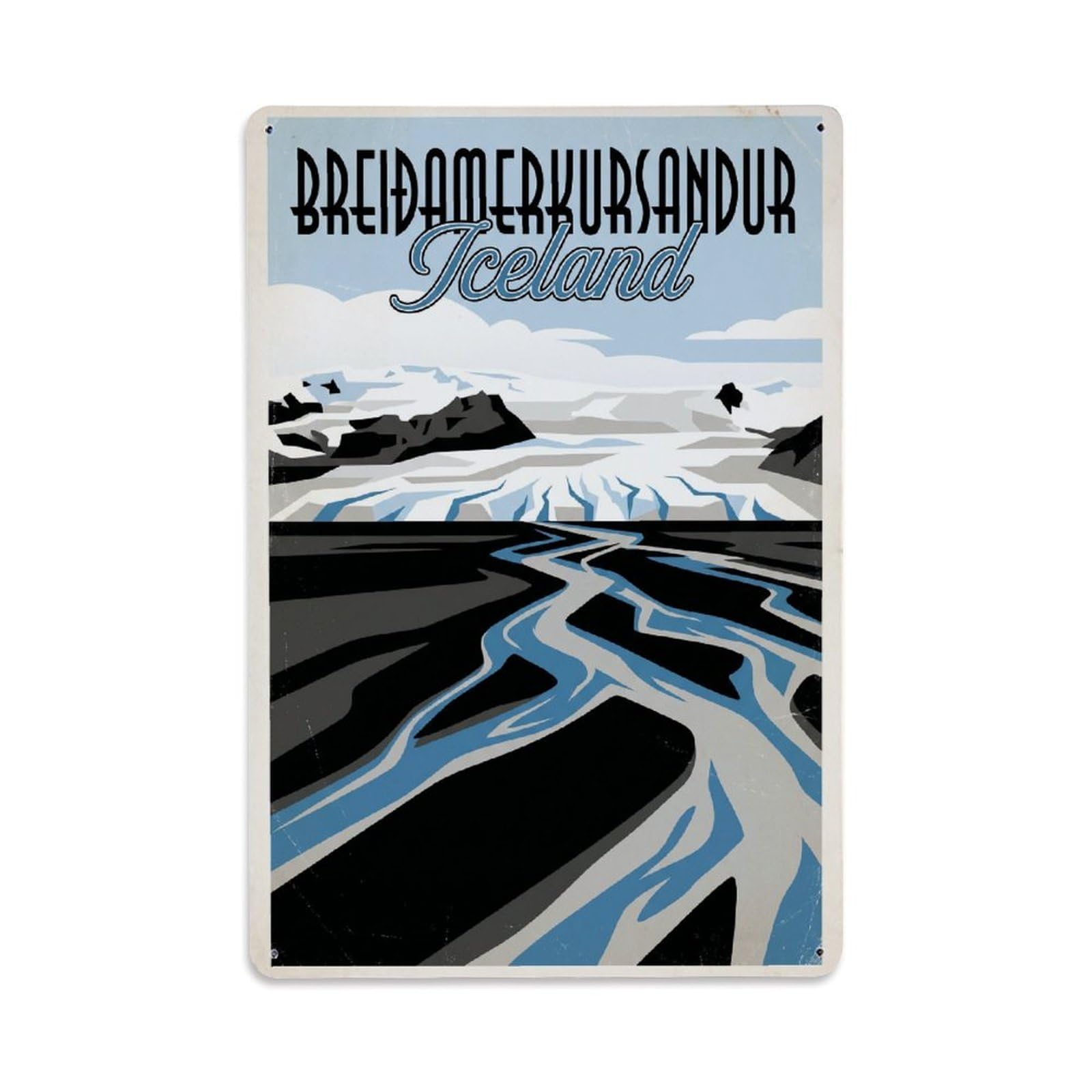 Gead 8X12inch Style Vintage Travel Breidamerkursandur Iceland Metal Tin Sign