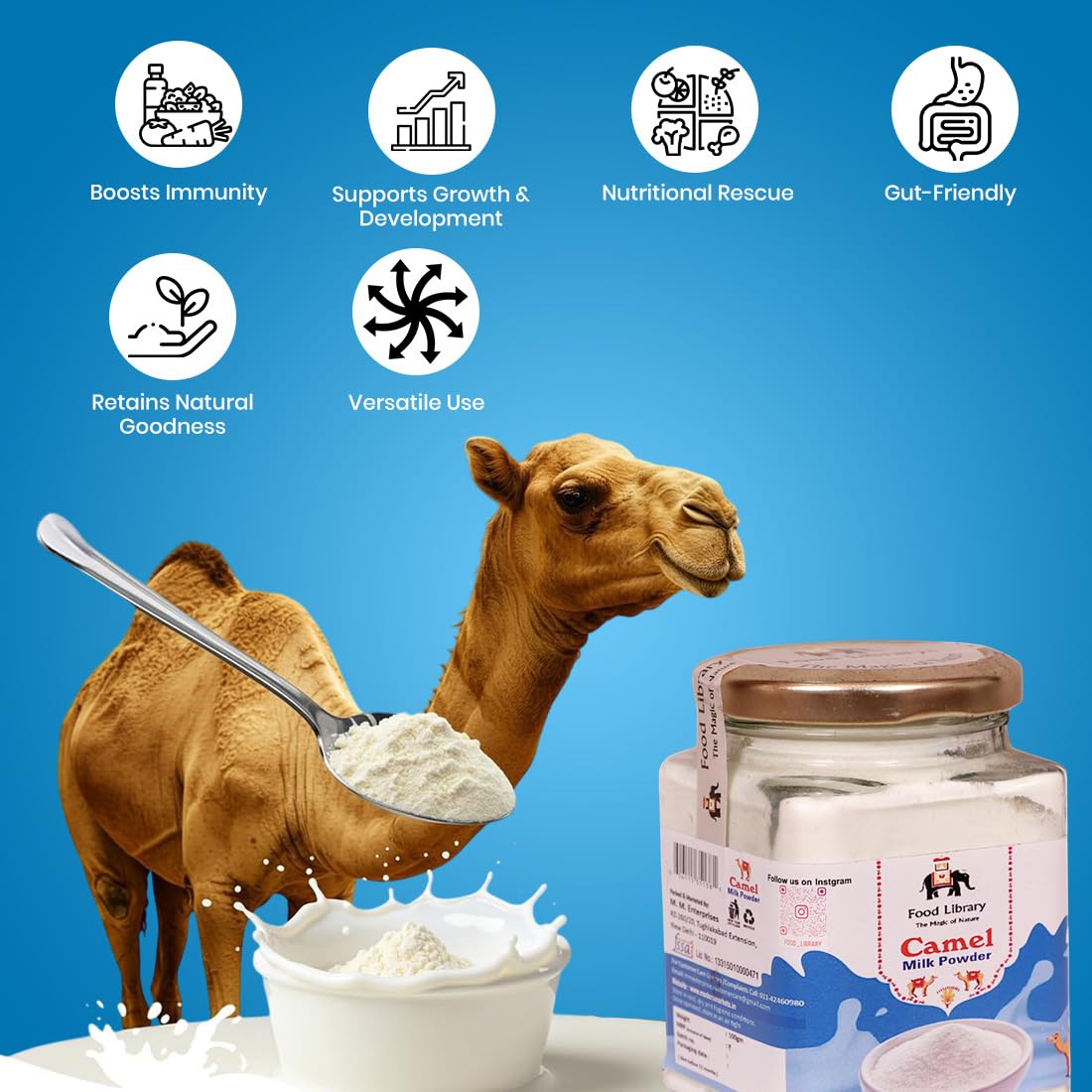 Food Library The Magic Of Nature Pure Camel Milk Powder 100gm 2