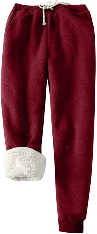 Lolvmvchi Fleece Pants Women 2024 High Waisted Thermal Tights Casual Drawstring Sweatpants Sherpa Lined Athletic Winter Pants