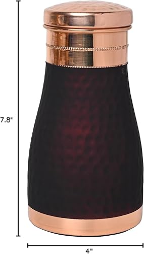 Vista 29 de Jarra de noche de cobre puro para beneficios de salud ayurveda - capacidad - 1 litro (33.81 onzas líquidas de EE. UU.) (martillado) Hammered,Cerezo