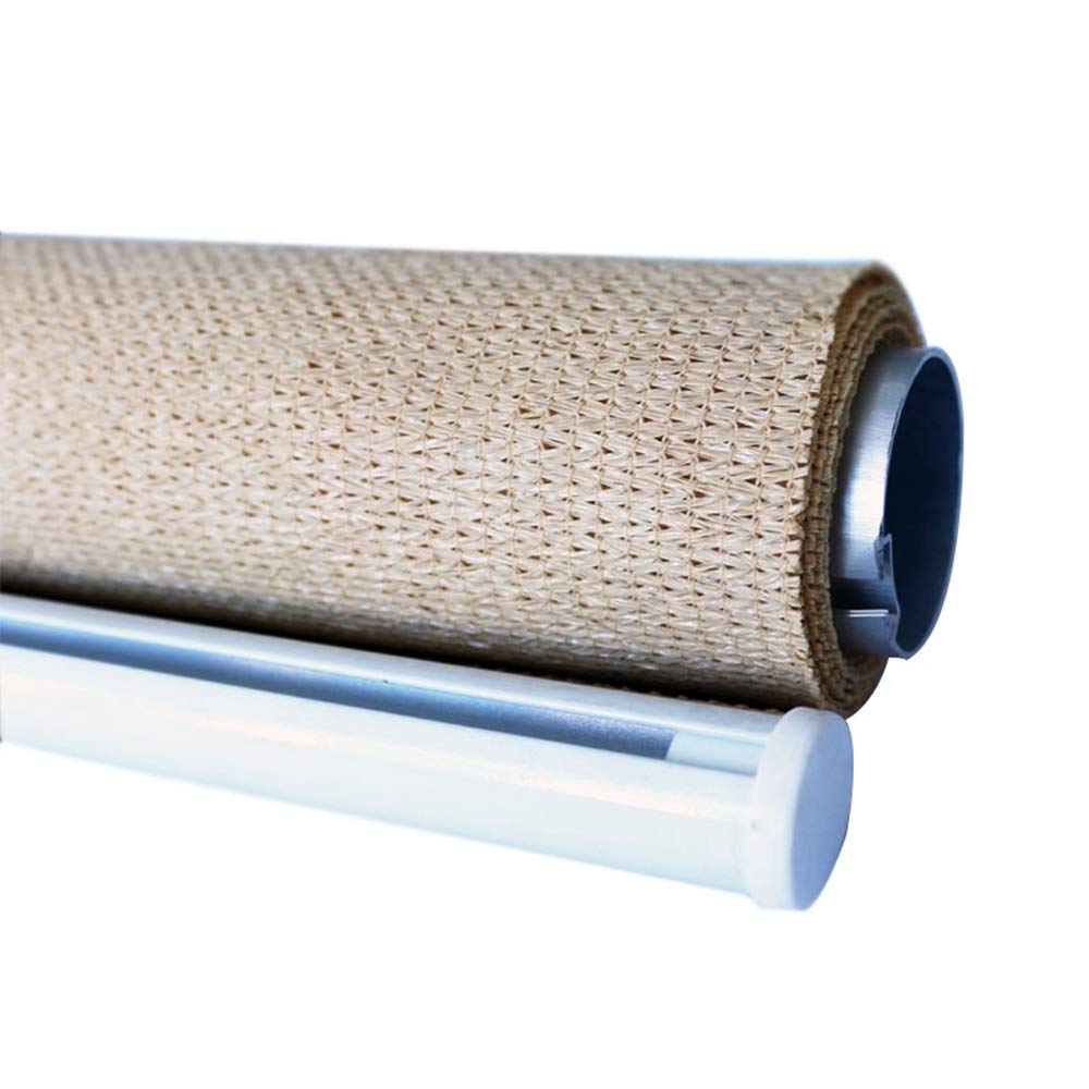 OuPai Sunblock Shade Cloth Exterior Roller Shade Blinds Outdoor Roll Up Shade with 90% UV Protection Privacy for Deck Back Yard Gazebo Pergola Balcony Patio Porch Carpor with Grommets