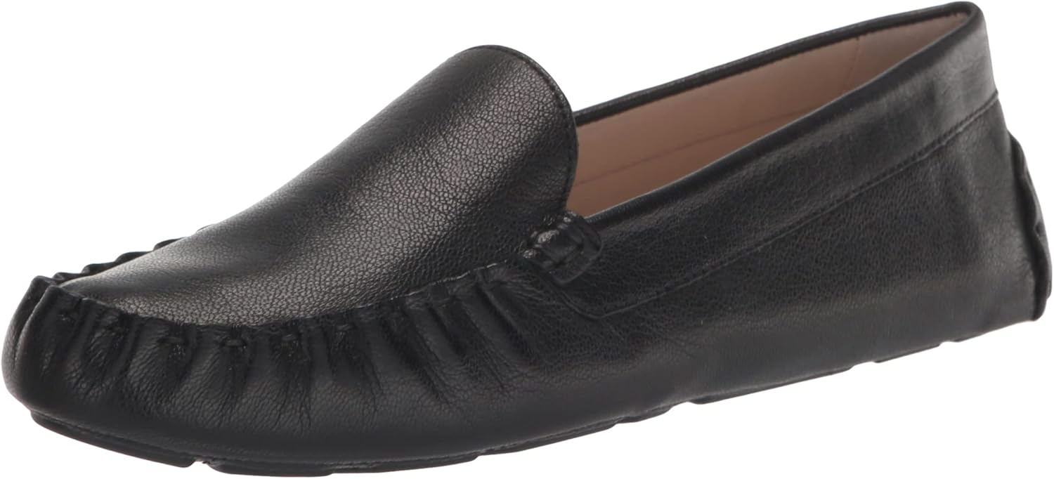 Cole Haan Women's Evelyn Driver Driving Style Loafer, Black Leather, 7.5 Wide