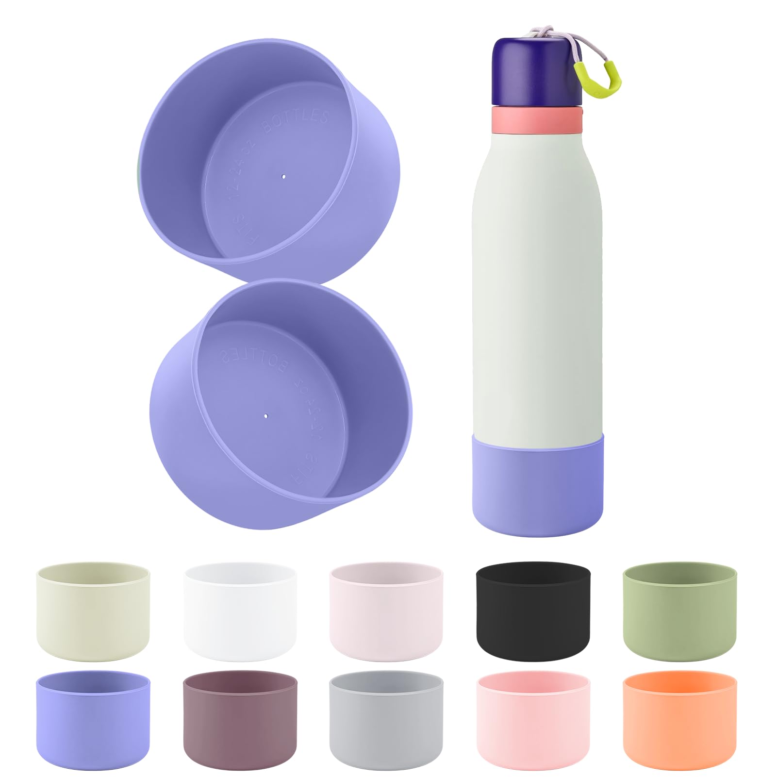BKBY 2pcs Silicone Boot Compatible with Owala FreeSip Twist 24oz/18oz, Anti-Slip & Anti-Scratches Protective Sleeve Bottom Cover for Owalaa FreeSip Twist Water Bottle — image 1