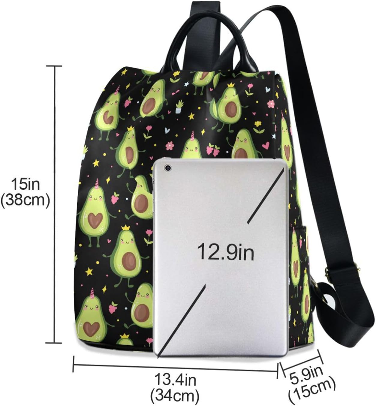 Fustylead Cute Avocado Women Fashion Backpack Purse Travel Ladies College Shoulder Bags - Image 3