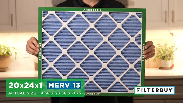 Image of Filterbuy 20x24x1 Air Filter MERV 13 Smoke & Allergy Defense (4-Pack) | Electrostatic Pleated HVAC AC Furnace Filters Replacement, Made in USA (Actual Size: 19.38 x 23.38 x 0.75)