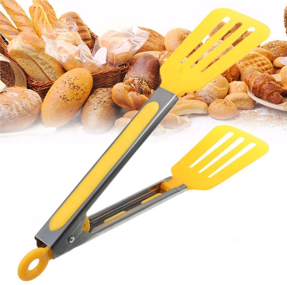Hochwertige Edelstahl-Küchenzange mit Silikonkopf Gelb