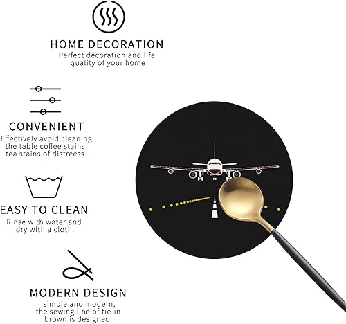 Miniatura 3 de Juego de 6 posavasos para bebidas con avión para mesa auxiliar, bonitos posavasos de cuero para cocina, bar, decoración del hogar, regalo de