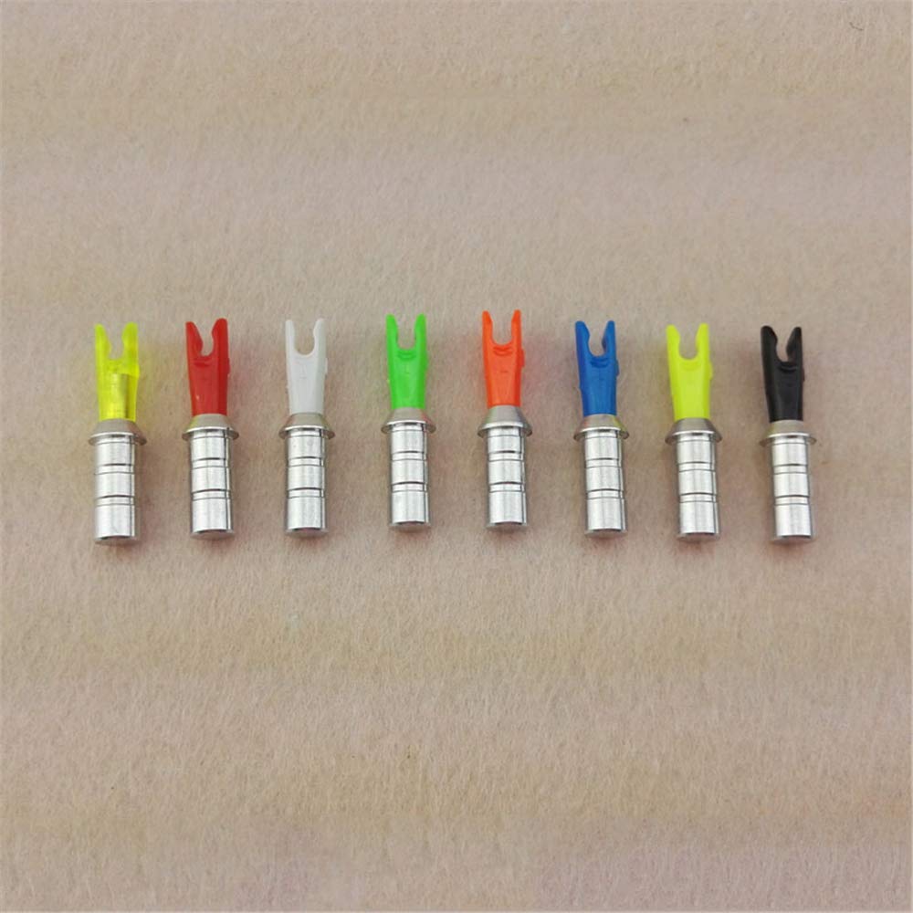 Tir à l'arc Encoches de Fleche Queues de flèche avec Clou de Protection en Alliage d'aluminium pour ID 4,2mm/6,0mm/6,2mm Fleche (Paquet DE 50)