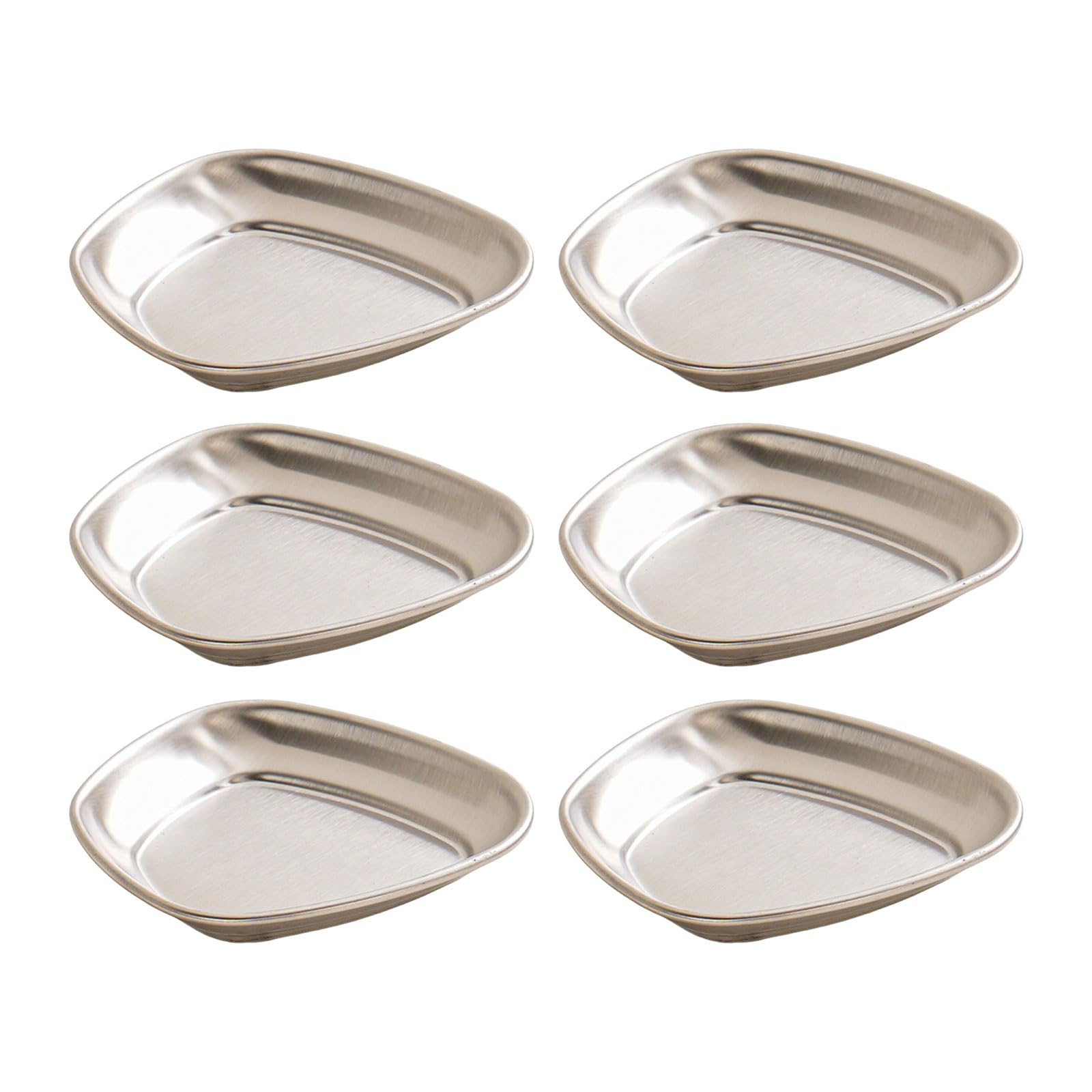 Buxuaaaa 6Pieces Effective Stainless Steel Miniature Bowls Tray Stable Dishes for Sauce and Condiments in Delicate Designs Round Seasoning Bowls