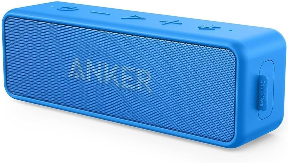 Anker SoundCore 2 12W Portable Wireless Bluetooth Speaker: Better Bass, 24-Hour Playtime, 66ft Bluetooth Range, IPX5 Water Resistance & Built-in Mic, Dual-Driver Speaker (Renewed)