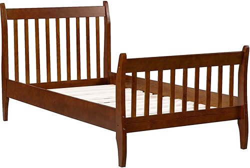Miniatura 15 de Base de cama de plataforma de madera de tamaño individual con cabecera y estribo modernos, cama individual para niños, niñas, adolescentes y Espresso
