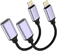 Vista 1 de TechMatte Adaptador de cable USB C a Lightning macho hembra, 27 W PD carga rápida solo compatible con iPhone, iPad, iPod, AirPods, sin audio,