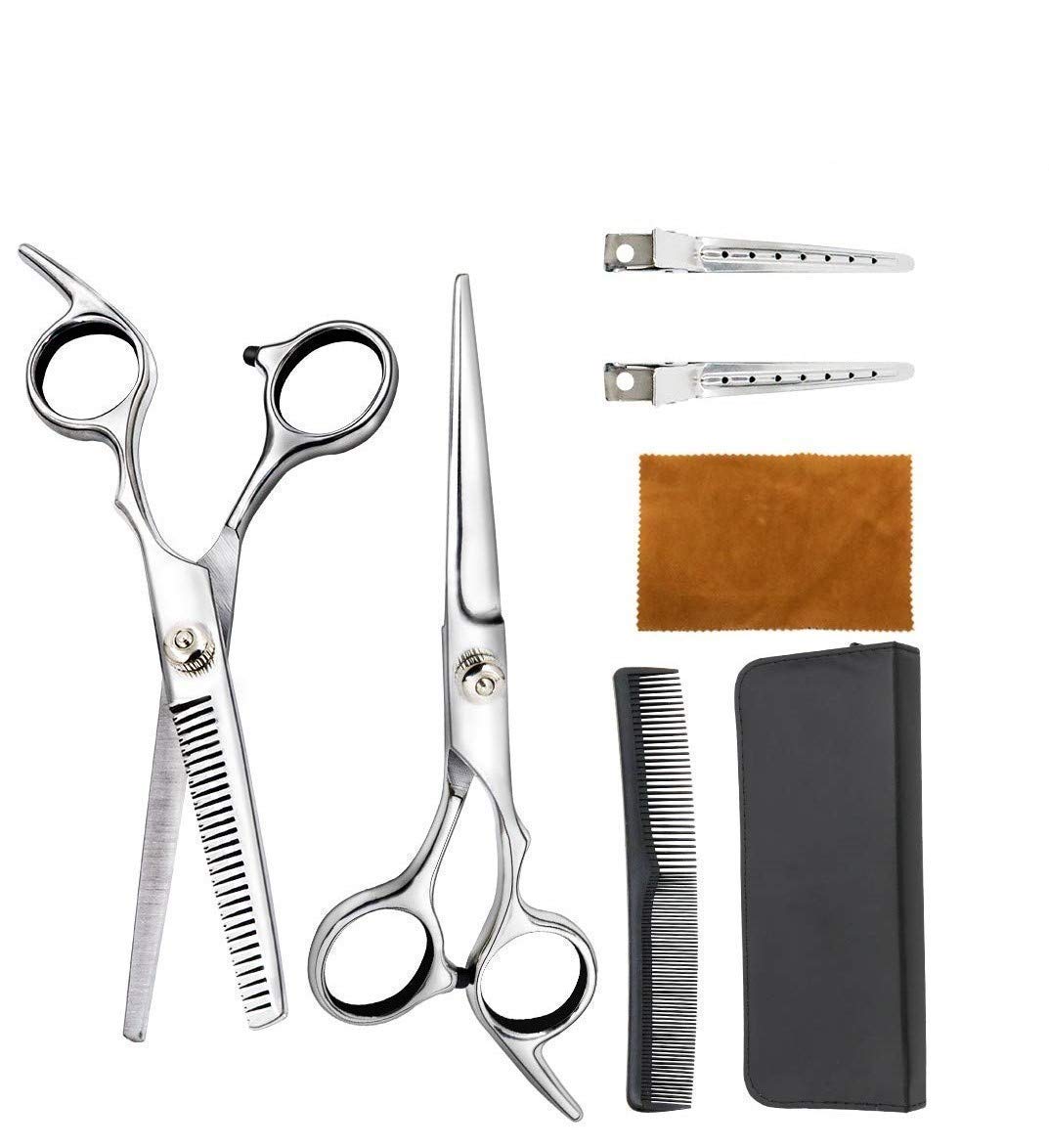 Innoo Tech Hair Cutting Scissors Set Professional Haircut Scissors Kit with Cutting ScissorsThinning Scissors CombCape Clips Black Hairdressing Shears Set for Barber Salon