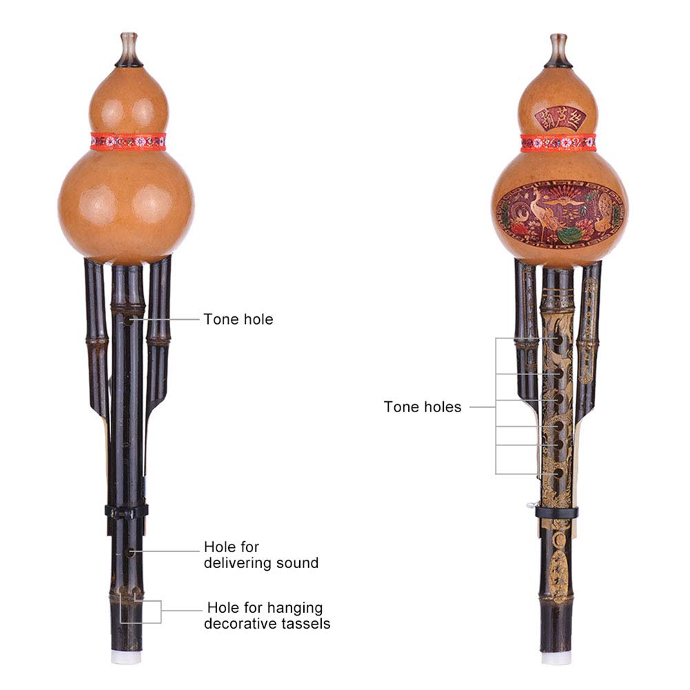 Hulusi di bambù professionale, flauto di zucca hulusi fatto a mano cinese, strumento musicale etnico, tasto C, suono bb per principianti, amanti della musica