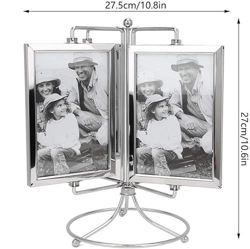 Miniatura 7 de Moklor - Marco de fotos giratorio, marco de fotos de metal, carrusel, soporte de exhibición de fotos para fotos de 4 x 6 pulgadas para cocina,
