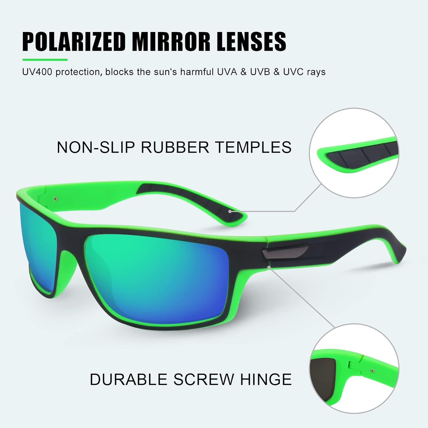 SKYWAY Polarized Sports Sunglasses for Men Women UV400 Wrap Around Sports Glasses for Running Cycling Baseball