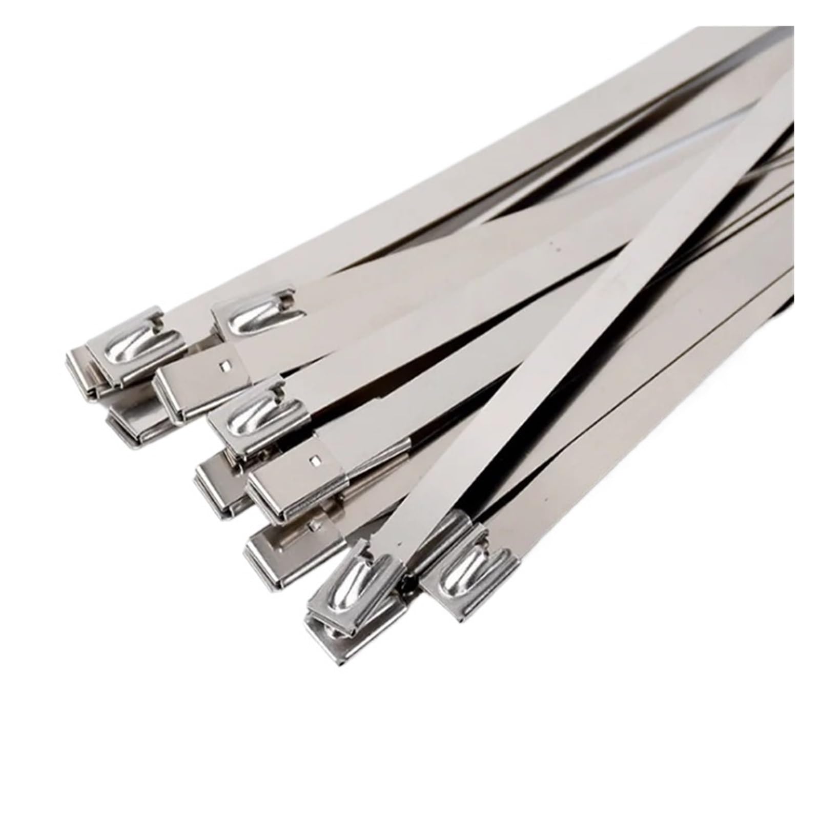 10 20 50 100 Pcs 7.9mm 0.31 inch Ball self Locking 304 Stainless Steel Cable Ties Exhaust Wrap Coated Locking Metal Zip-Exhaust(50PCS,7.9x350mm)