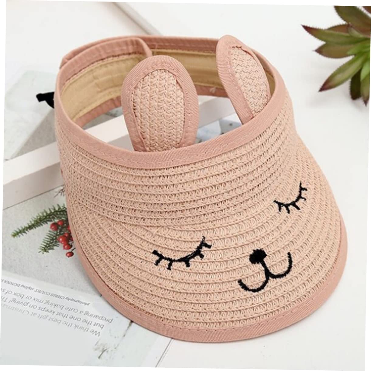 BESPORTBLE 5 Pezzi Cilindro Vuoto strenne Natale Cappello Sole Cappellino Visiera Tappi Piscina Spiaggia Visiera Parasole UV Protezione Alette Parasole per Donna Visiere per Donna Papiro Rosa