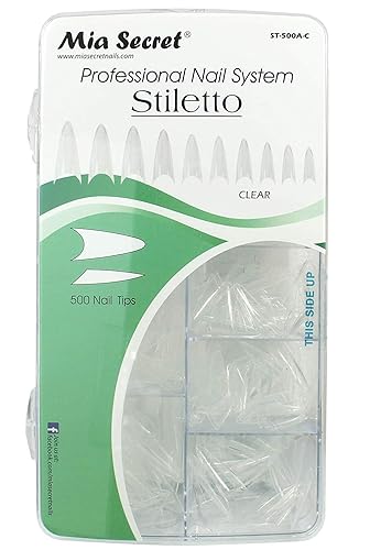 Mia Secret - Aguja de punta de uñas transparente 500 piezas transparente o natural para púa transparente 500
