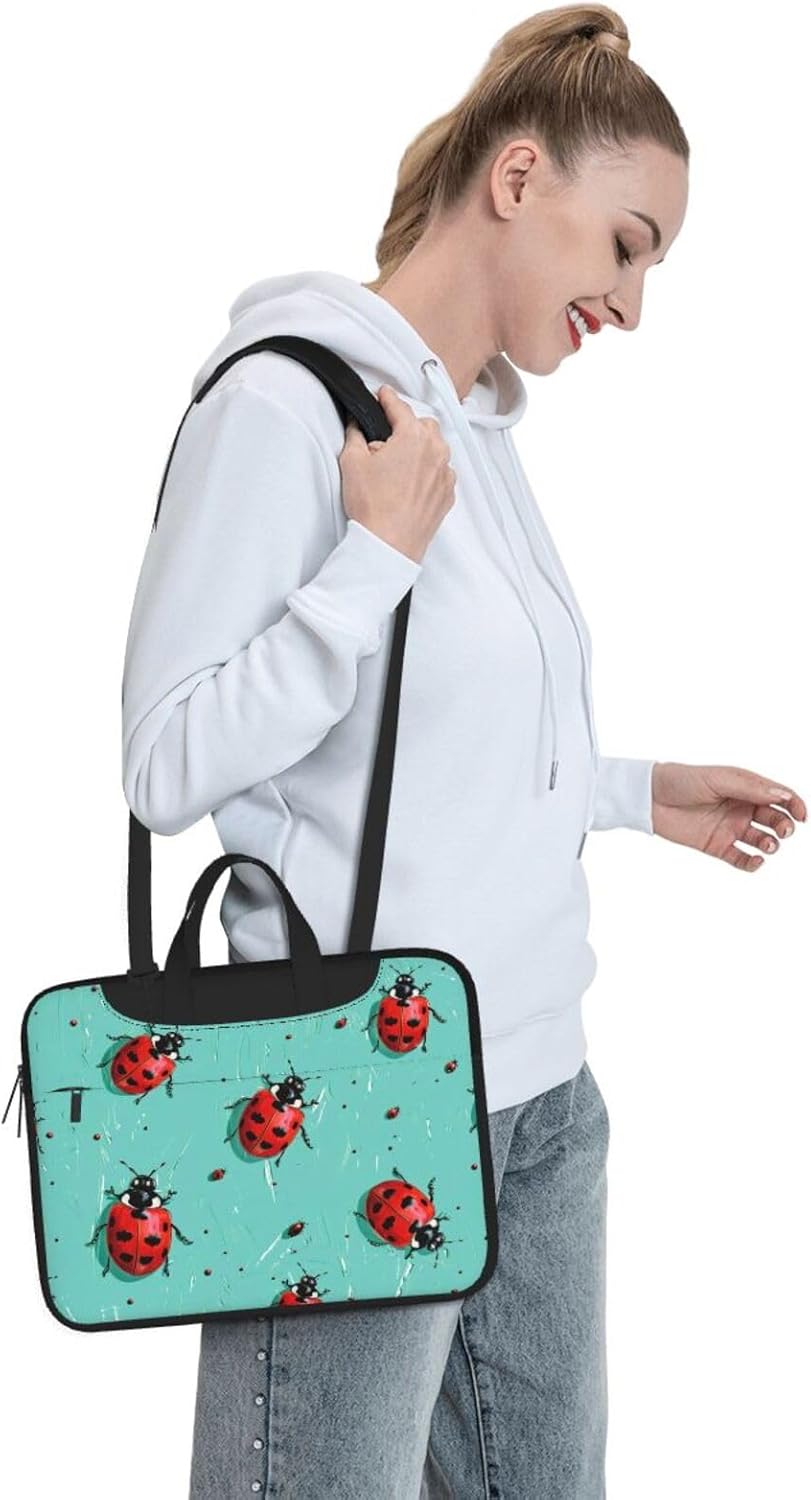 Red Ladybug on Blue Background Laptop Tote Bag Travel Business Computer Bag Work Bag for Men Women