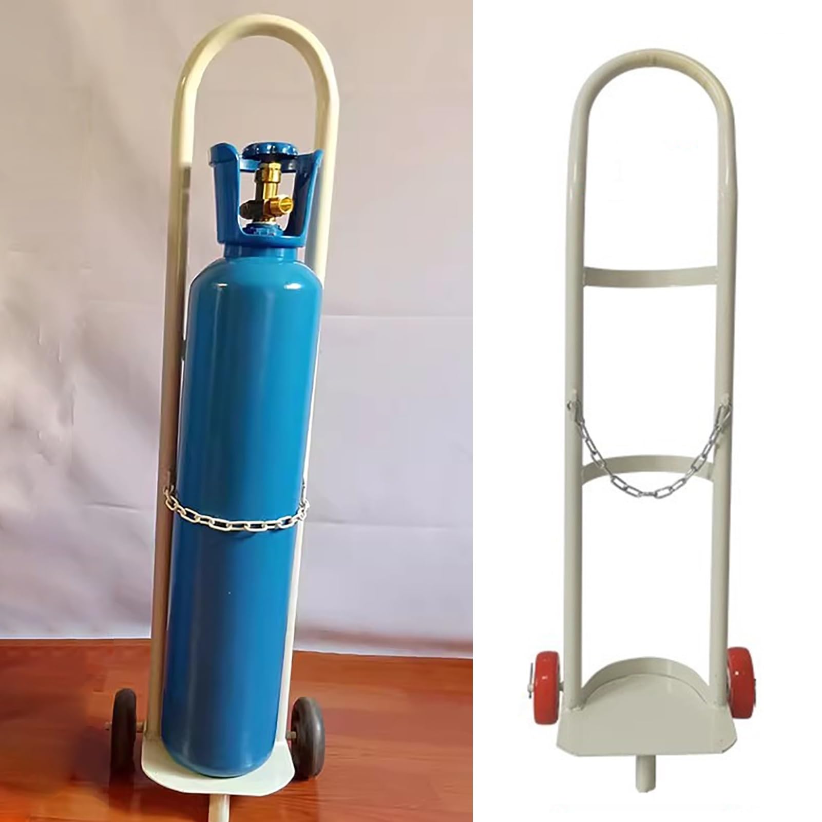 GHHVFEC Oxygen cylinder rack,Lightweight Oxygen Tank Holder Cart for MJDREll Cylinders, Portable Oxygen Gas Storage with U-Channel Rack, Home Use Walking Cart (White, H95cm / 37 3/8")