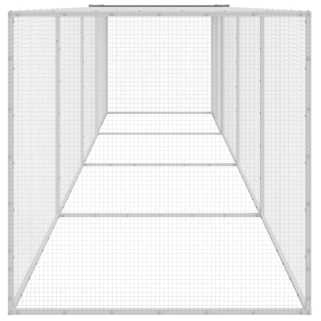 ARKEM Gabbia Polli Tetto Grigio Chiaro 403x98x90 cm Acciaio Zincato,Recinto per Cani da Giardino, Gabbia per Conigli, Recinto per Animali Domestici, Gatti, Cuccioli, Porte con Chiavistello e Parasole,