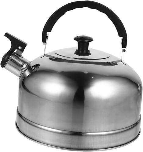 NOLITOY Olla de sonido para camping, tetera para acampar, hervidor de hervidor, silbato fuerte, tetera, silbido, tetera, tetera de acero inoxidable,