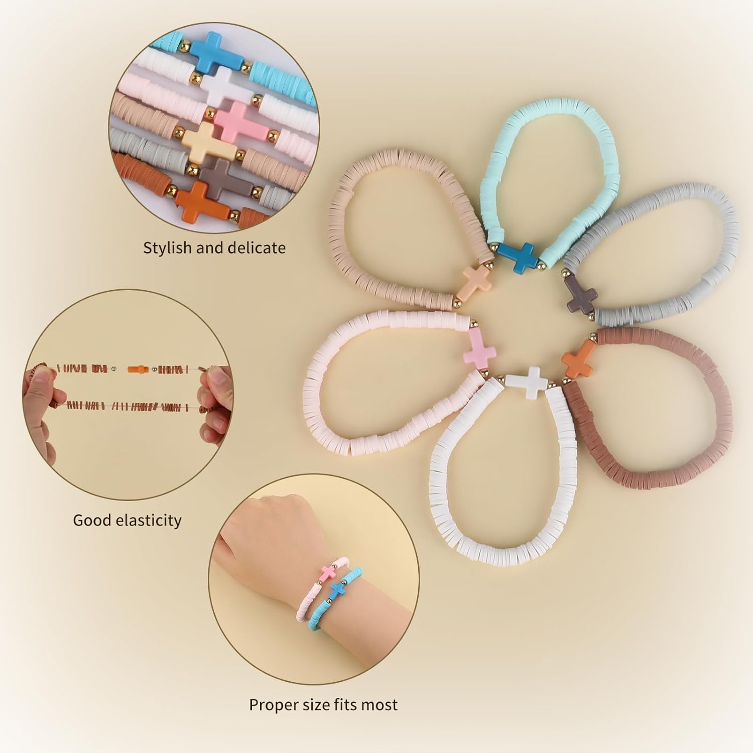 PineHaven WWJD Jesus Cross Bracelets Bulk,Christian Beaded Cross Bracelets for Women Men,Colorful Jesus Prayer Beaded Bracelet - Image 3