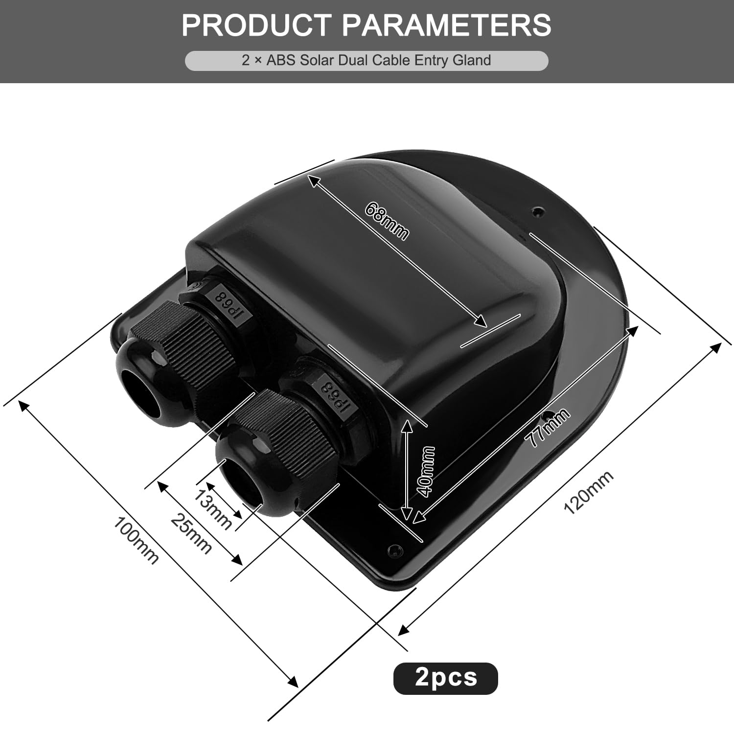 Passacavo Solare Impermeabile VooGenzek - Doppia Entrata Per Cavi 6-12mm, IP68, Per Camper, Barche, Pannelli Solari - Foto 2