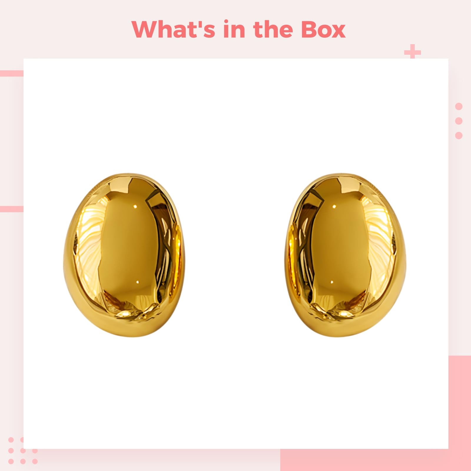 Pendientes ovalados dorados atrevidos con latón relleno de oro de 24 quilates y pin S925, joyería elegante para mujer, Aleación chapada en oro, Sin piedra preciosa