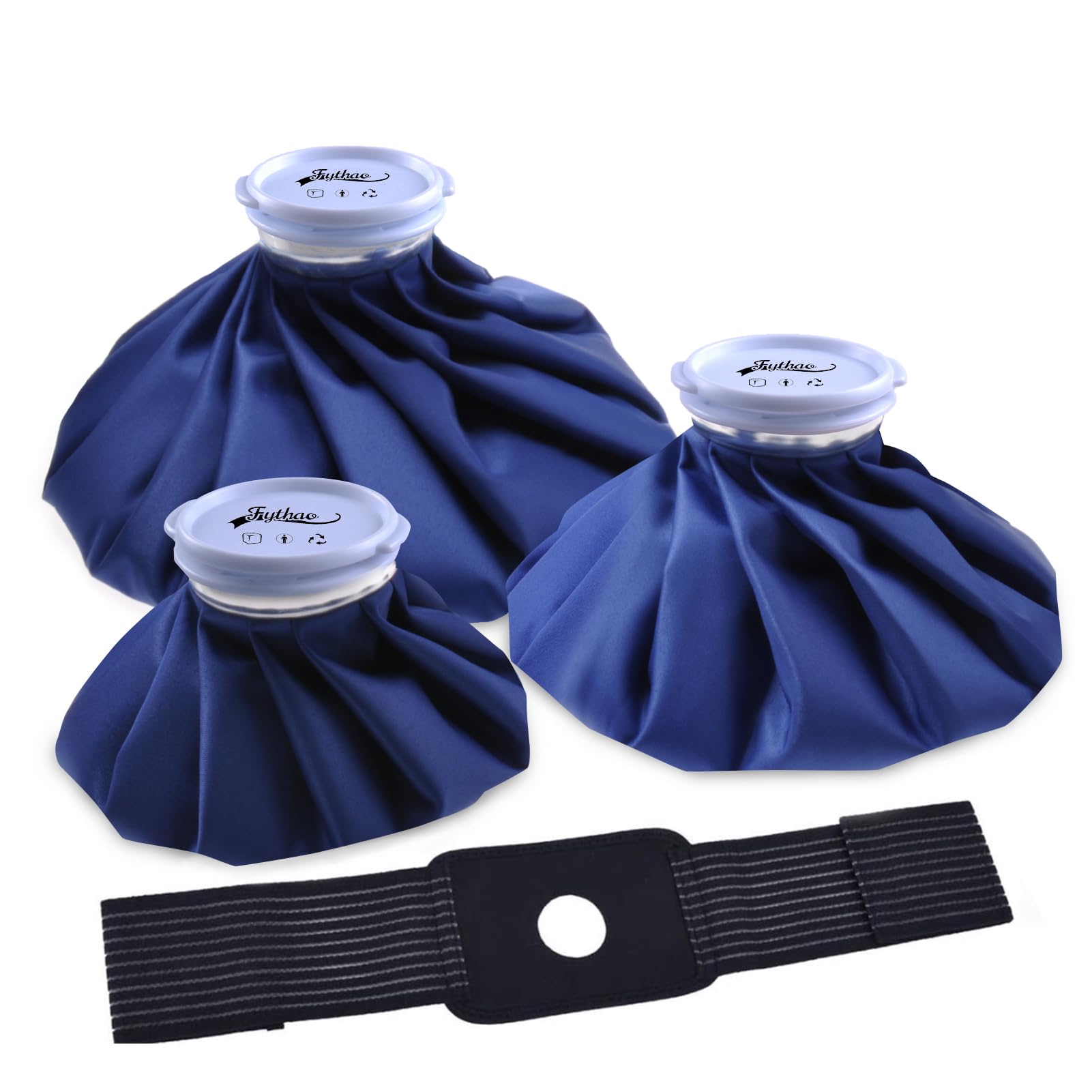 Ice Pack for Injuries Reusable with Wrap, Ice Bag for Injuries Hot Water Bag for Hot &amp; Cold Therapy, No-Leak Elastic Ice Bag with Elastic Breathable Support Wrap, 3 Sizes 6/9/11"