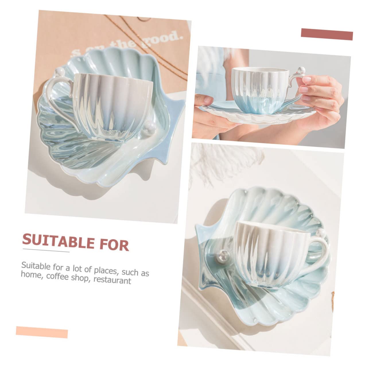 Set Tazzine da Caffè in Porcellana 300 Ml Piattino, Tazza da Tè per Casa, Design Raffinato, Set 1 Pezzo
