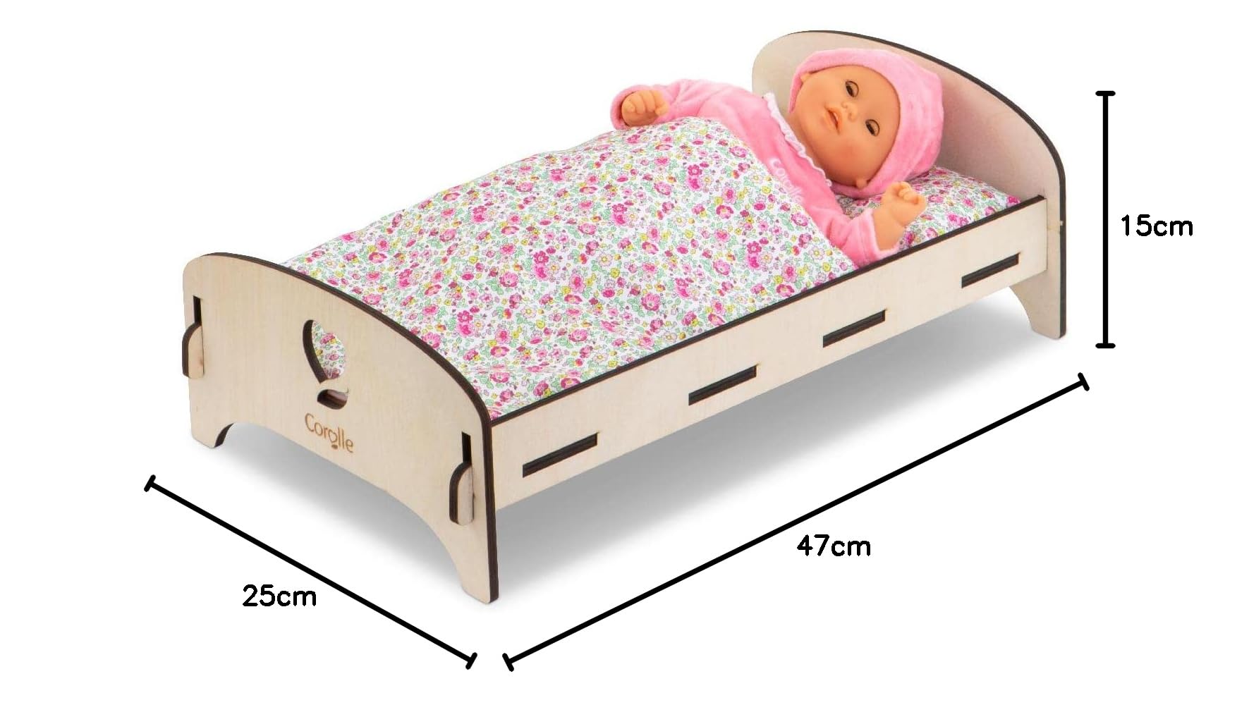 Corolle - Lit, en Bois, pour Poupon et poupée, de 30 à 36cm, dès 3 Ans, 9000141370