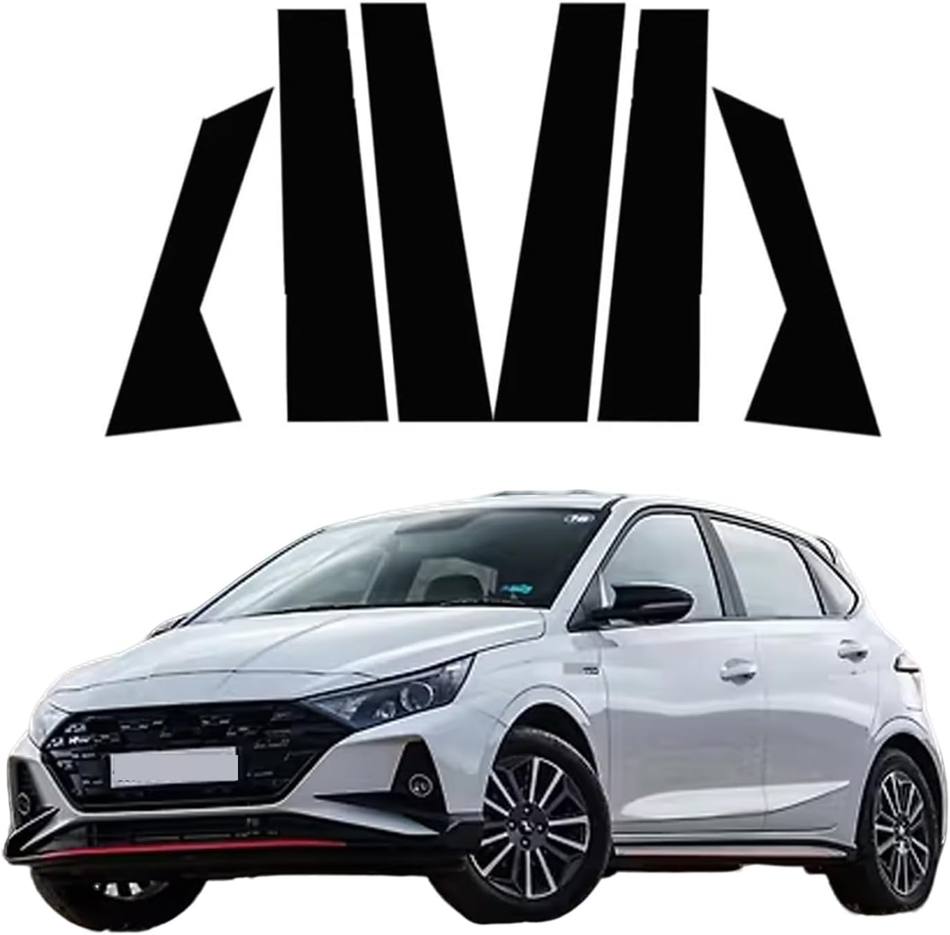 Outer Pillar Post Panel Covers for Hyundai i20 2021 2022 2023, Pillar Post Pre Cut Window Trim Kits Adhesive Backs UV Resistant