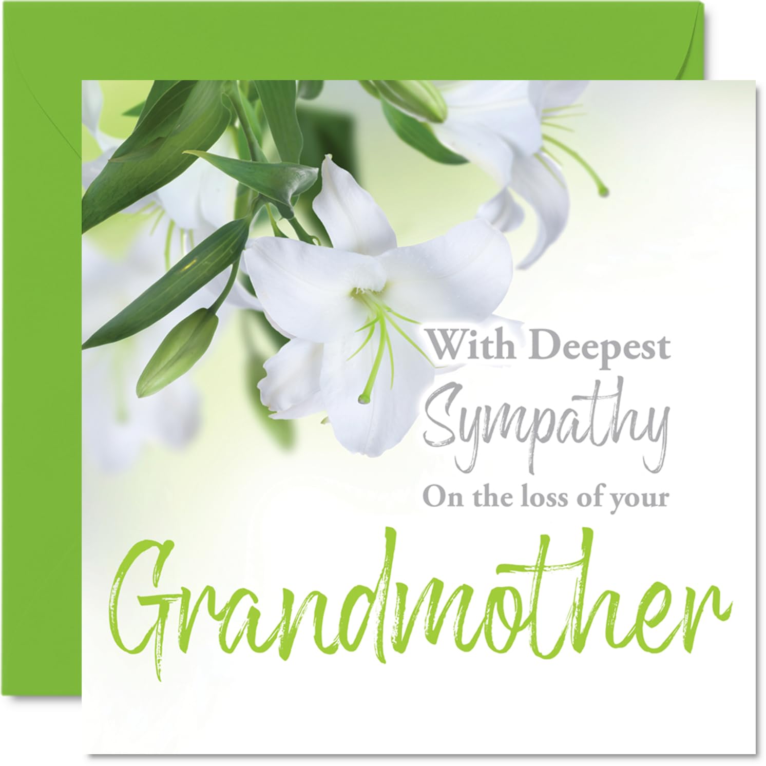 Sympathy Cards - With Deepest Sympathy On The Loss Of Your Grandmother Card - Sorry Mourning Bereavement Cards for Adults, 145mm Condolences Thinking of You Card, Floral Greeting