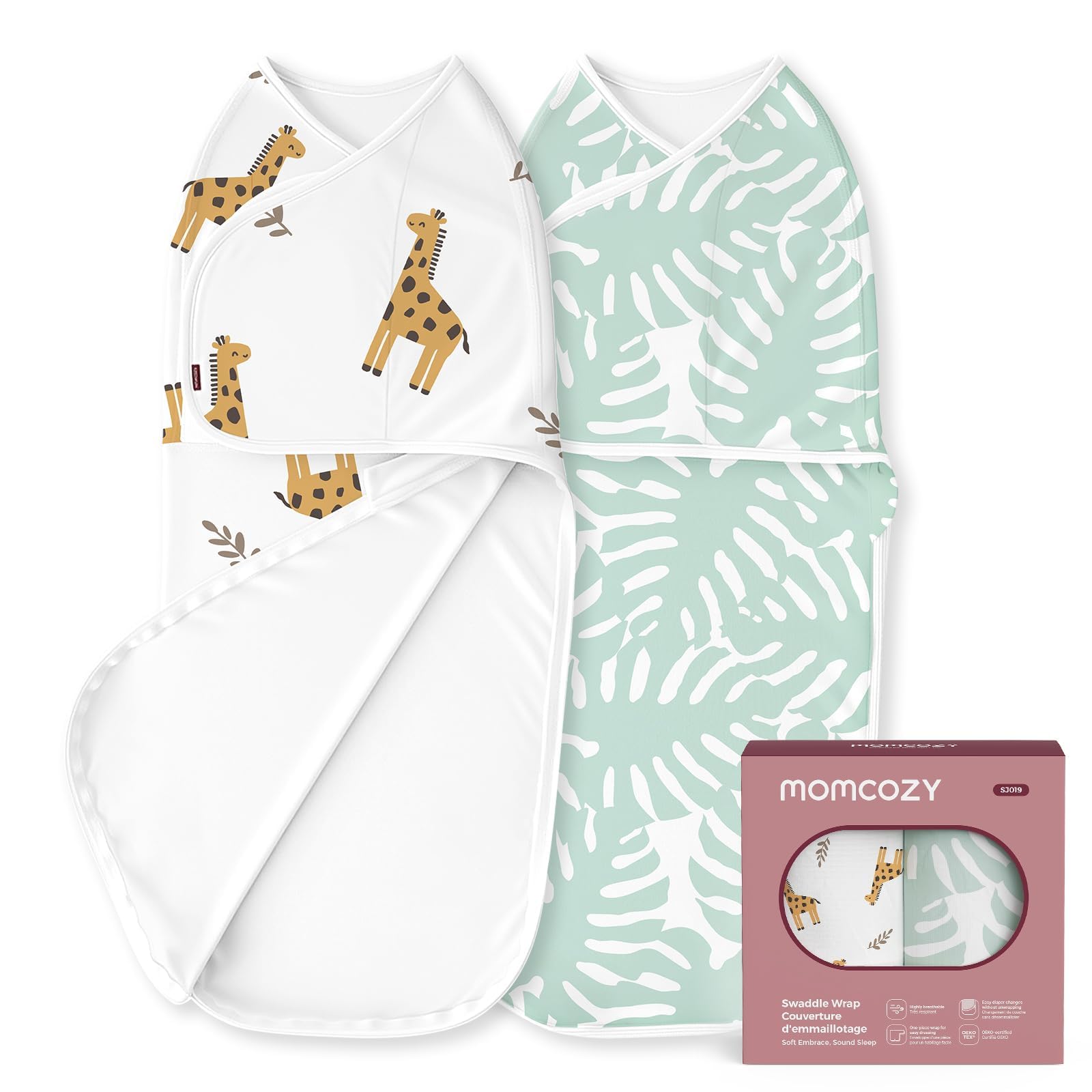 momcozy Swaddle Neonato, Chiusura Silenziosa, Adatto per Neonati 0-3 Mesi, Sacco Facile per Genitori, Riduce il Riflesso di Inizio, Essenziale per Registri Neonati,2 Pezzi,Coraggio