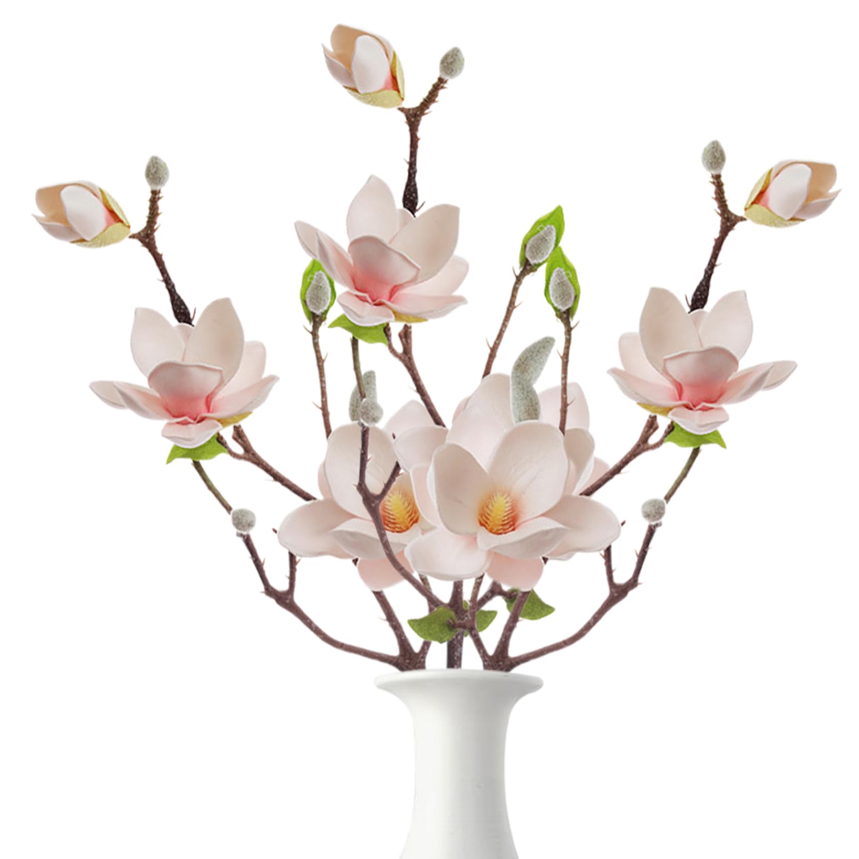 Wedhapy Faux Magnolia Flowers Magnolia Flowers Artificial, 3PCS 20.1 Inch Bendable Faux Stems, Realistic Branches for Tall Vase, Home, Office, Style 2